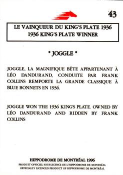 1996 Hippodrome de Montreal #43 Vainqueur du King's Plate 1936 Back